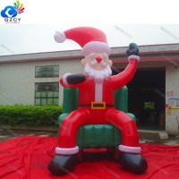 GZCY Inflatable Western Christmas Decorations Santa Giant Inflatable Santa Outdoor Inflatable Sitting Santa